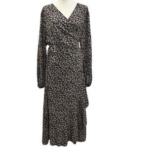 PrettyGarden Women's Long Sleeve Wrap Dress Floral Print‎ V-Neck Maxi Size XXL